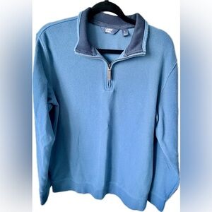 Lands’ End Blue Quarter Zip Sweatshirt Men’s Large Pullover Cozy Casual